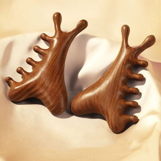 ✨ ULTIMO GIORNO: COMPRI 1, RICEVI 1 GRATIS! ✨ Pettine massaggiante per il cuoio capelluto 4 in 1 in legno con Gua Sha