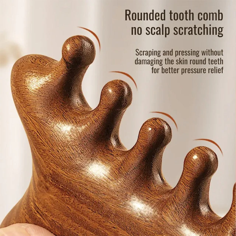 ✨ ULTIMO GIORNO: COMPRI 1, RICEVI 1 GRATIS! ✨ Pettine massaggiante per il cuoio capelluto 4 in 1 in legno con Gua Sha