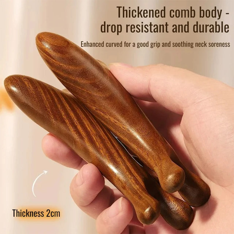 ✨ ULTIMO GIORNO: COMPRI 1, RICEVI 1 GRATIS! ✨ Pettine massaggiante per il cuoio capelluto 4 in 1 in legno con Gua Sha