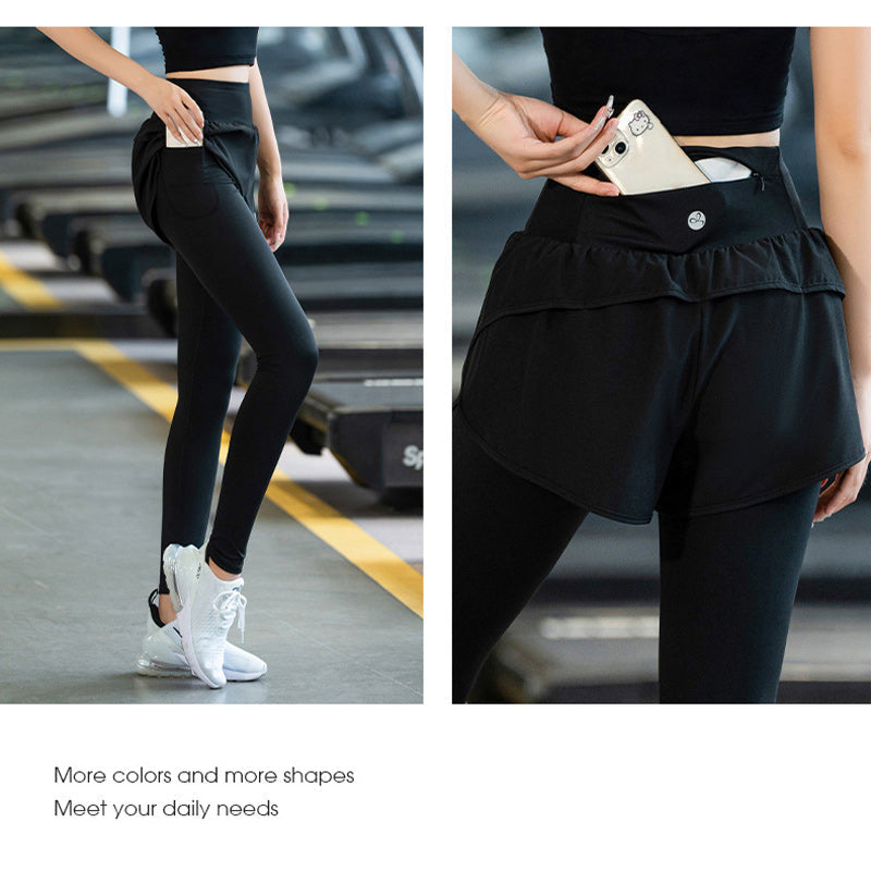 Leggings fitness da donna a vita alta con tasca