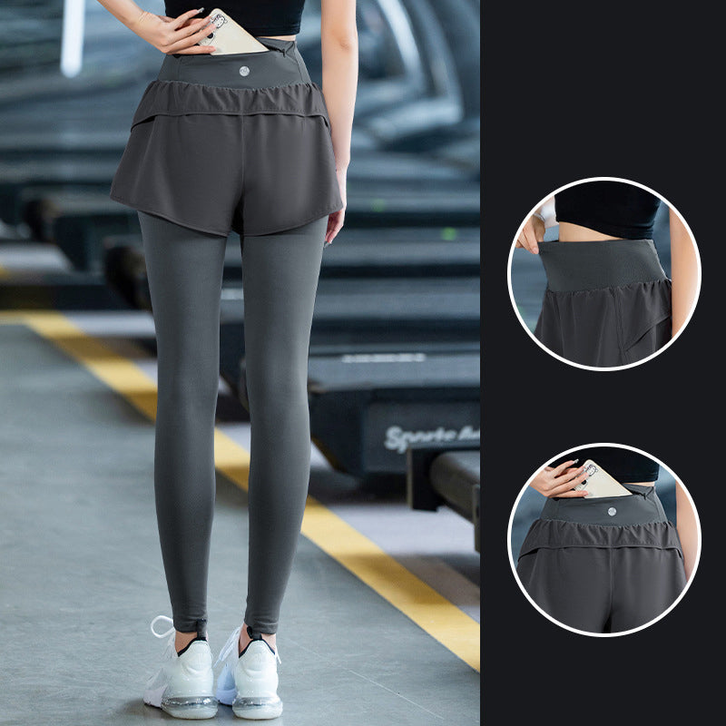 Leggings fitness da donna a vita alta con tasca