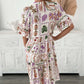 Women's Fashion V-Neck Short Sleeve Floral Print Dresses