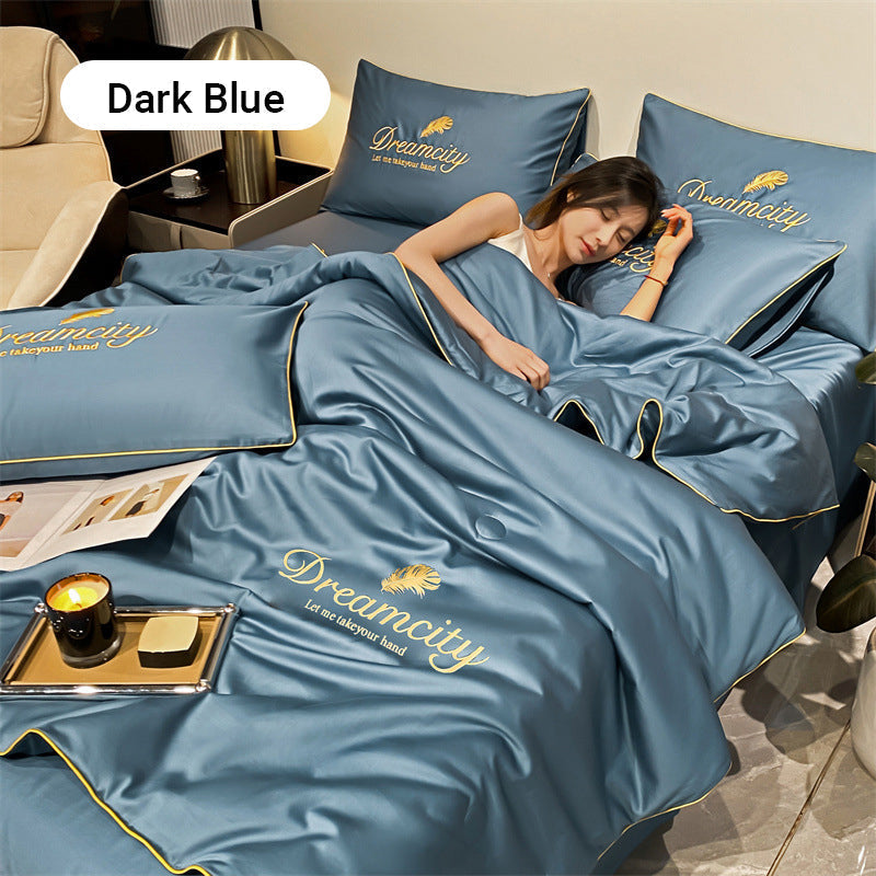 Set da letto estivo in seta ghiacciata, quattro pezzi🛏️