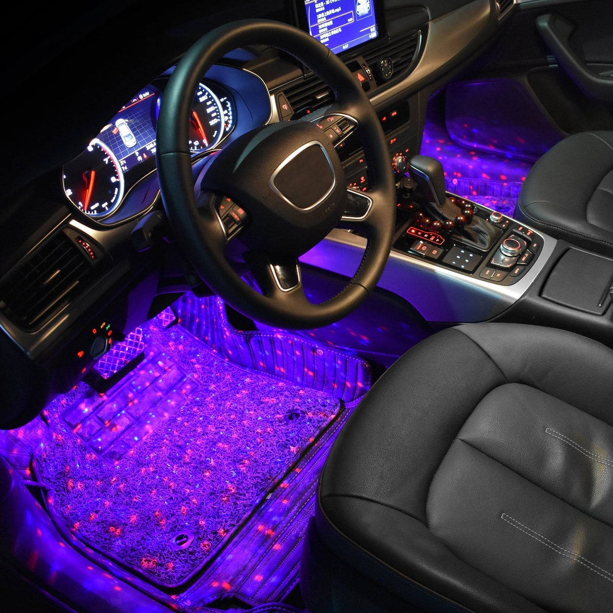Luci stellate USB per interni auto, 4 pezzi | 7 colori, controllo vocale e telecomando
