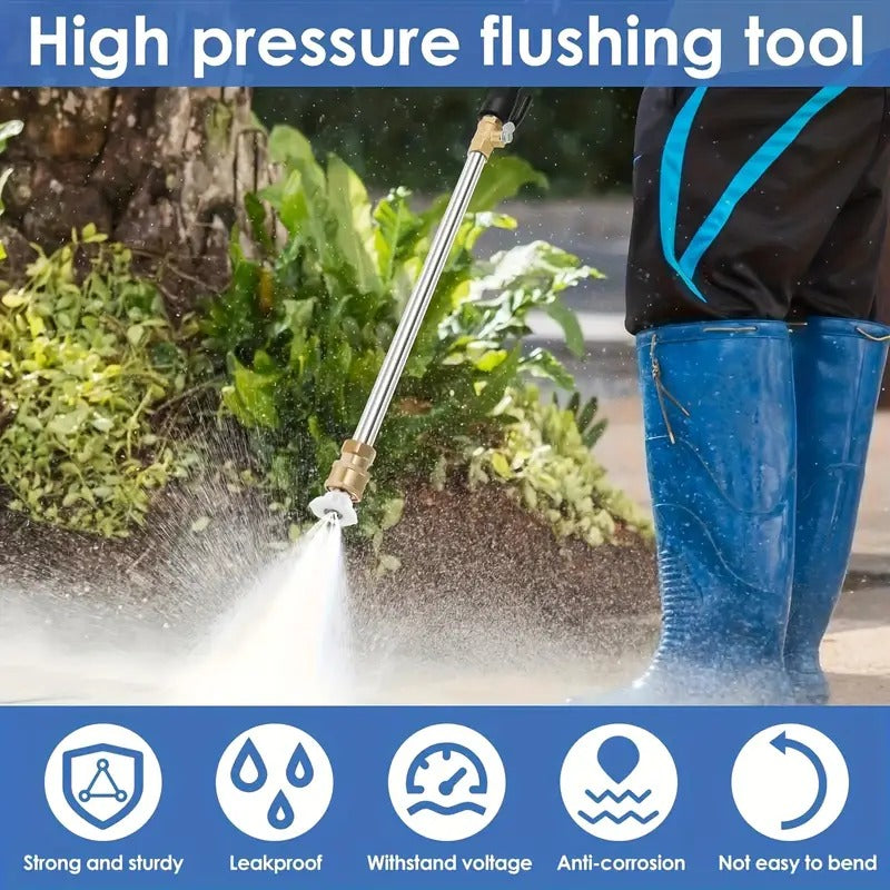 🌊 Pistola ad acqua ad alta pressione con 3 ugelli intercambiabili – in lega di alluminio resistente