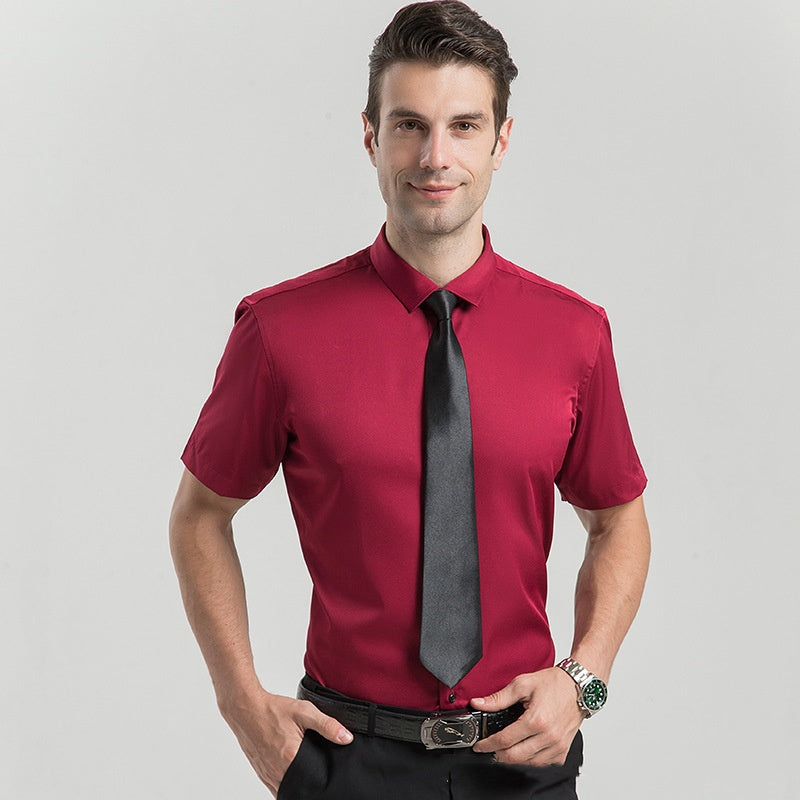 Camicia elegante elasticizzata da uomo a maniche corte