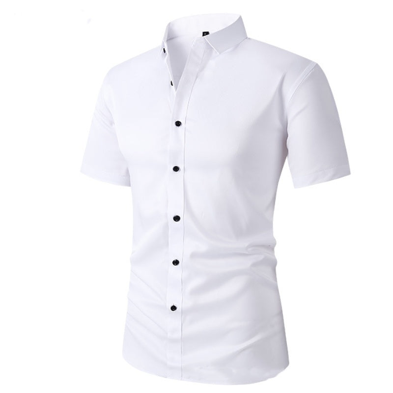 Camicia elegante elasticizzata da uomo a maniche corte