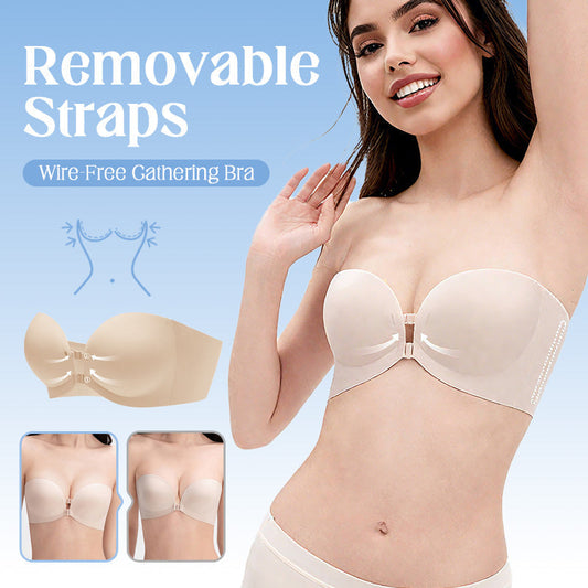🎉 SCONTO 50% A TEMPO LIMITATO! 💕 Reggiseno Senza Ferretto con Spalline Removibili e Coppe Arricciate – Design 4-in-1 Versatile in Morbido Nylon 🌸