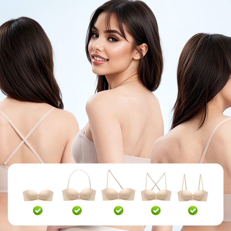 🎉 SCONTO 50% A TEMPO LIMITATO! 💕 Reggiseno Senza Ferretto con Spalline Removibili e Coppe Arricciate – Design 4-in-1 Versatile in Morbido Nylon 🌸