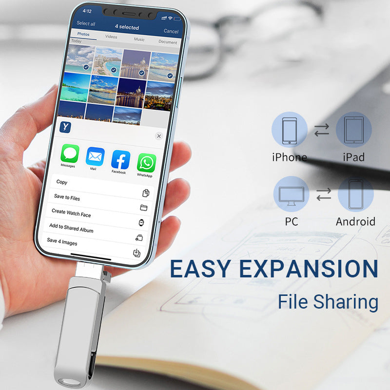 4-in-1 Chiavetta USB Multi-Interfaccia (Telefono/PC)