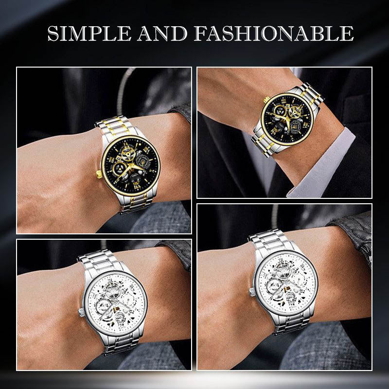 Orologio meccanico automatico da uomo impermeabile con quadrante scheletrato e numeri romani