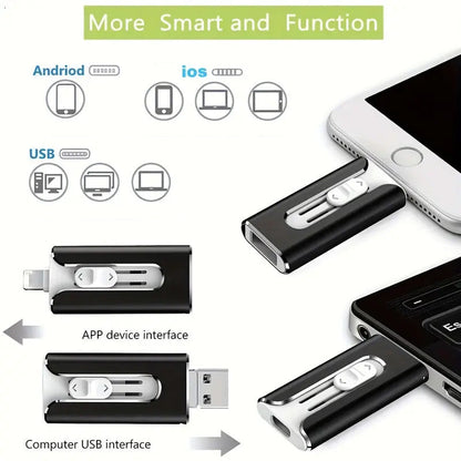 Micro USB da 64 GB + certificato MFi + 8 Pin + USB 3.0 ⚡4 in1 Unità flash iOS/Android/PC⚡