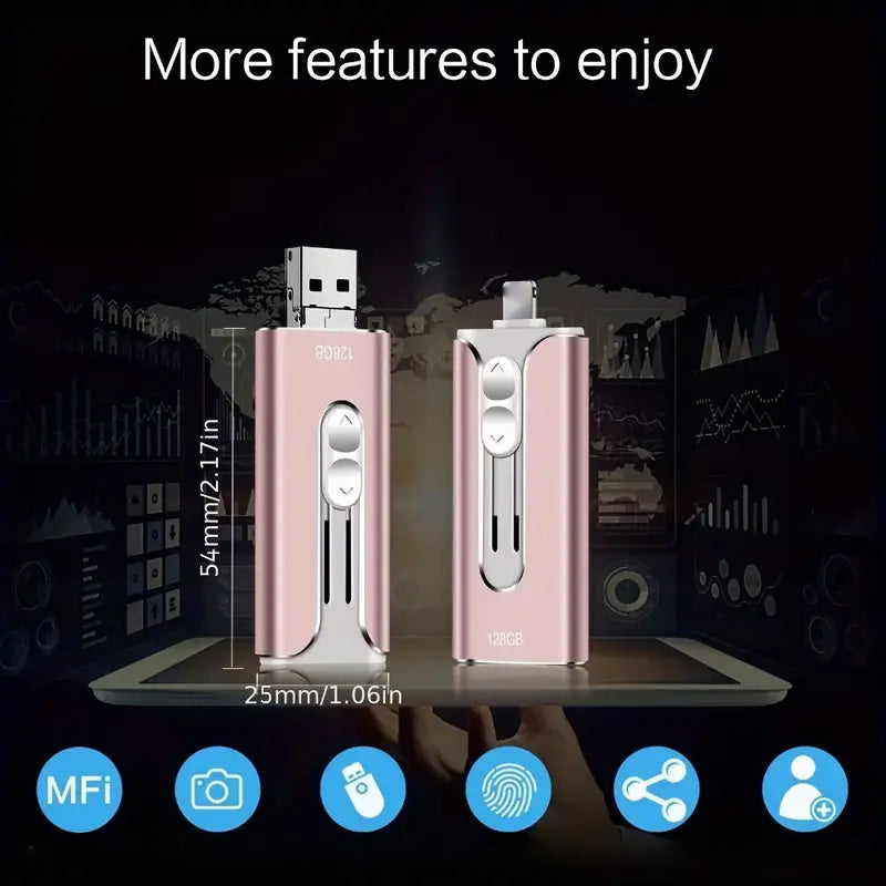 Micro USB da 64 GB + certificato MFi + 8 Pin + USB 3.0 ⚡4 in1 Unità flash iOS/Android/PC⚡