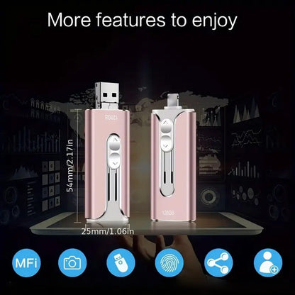 Micro USB da 64 GB + certificato MFi + 8 Pin + USB 3.0 ⚡4 in1 Unità flash iOS/Android/PC⚡