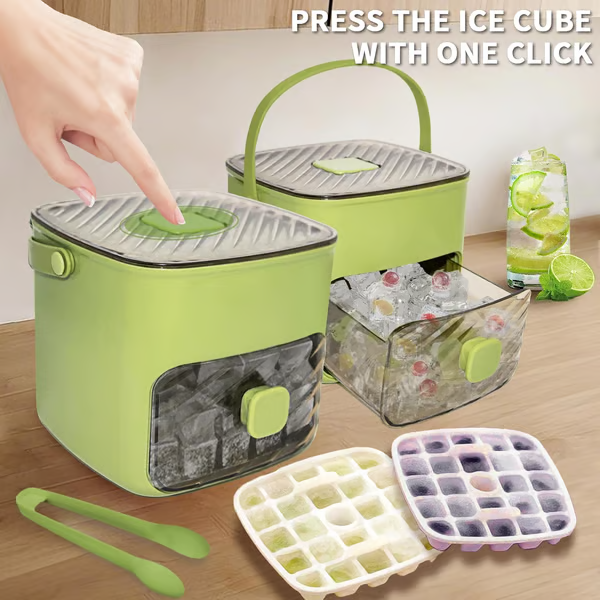Offerta speciale estiva: 50% di sconto🧊 Macchina per il ghiaccio portatile con coperchio e contenitore (48 cubetti di ghiaccio)