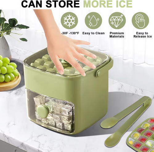 Offerta speciale estiva: 50% di sconto🧊 Macchina per il ghiaccio portatile con coperchio e contenitore (48 cubetti di ghiaccio)