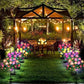 Luce solare da giardino con picchetto e fiore di azalea artificiale