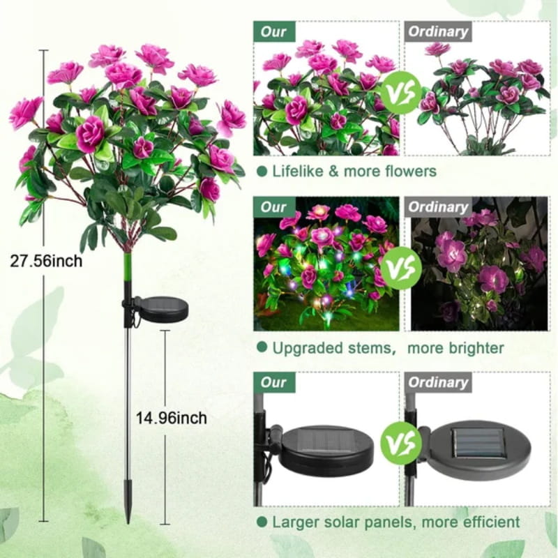 Luce solare da giardino con picchetto e fiore di azalea artificiale