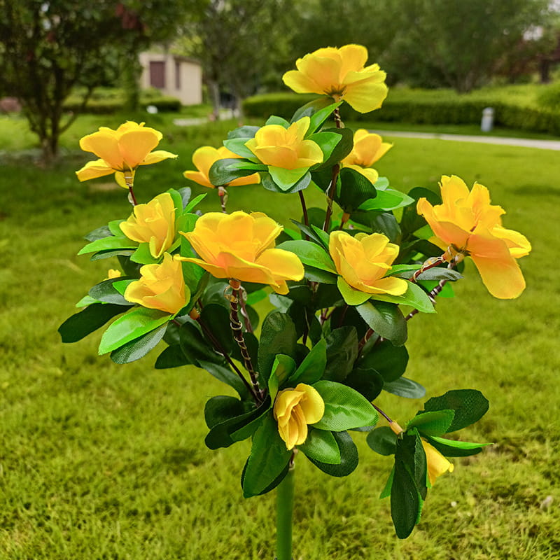 Luce solare da giardino con picchetto e fiore di azalea artificiale