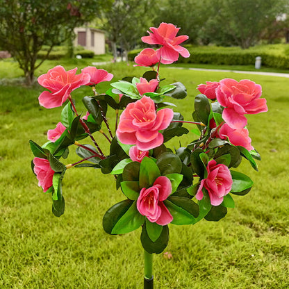 Luce solare da giardino con picchetto e fiore di azalea artificiale