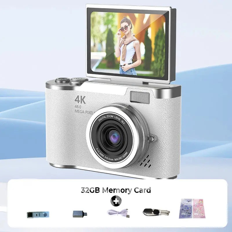 📸 Il tuo momento, trattenuto perfettamente – con 4K e Rothdisplay 🌄 Fotocamera digitale a schermo pieghevole 4K HD ✈️ 32GB-64GB