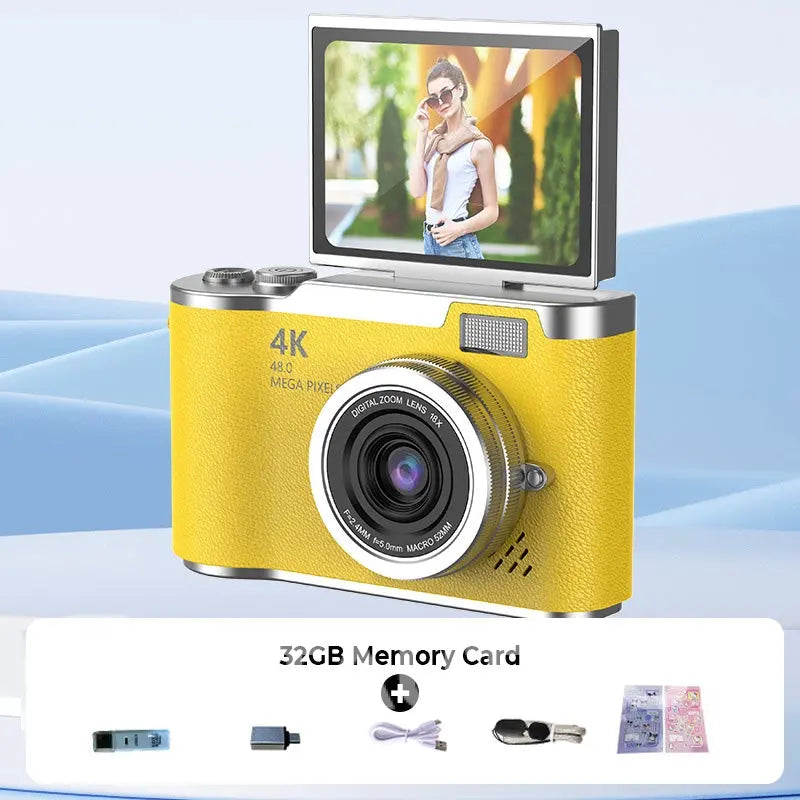 📸 Il tuo momento, trattenuto perfettamente – con 4K e Rothdisplay 🌄 Fotocamera digitale a schermo pieghevole 4K HD ✈️ 32GB-64GB