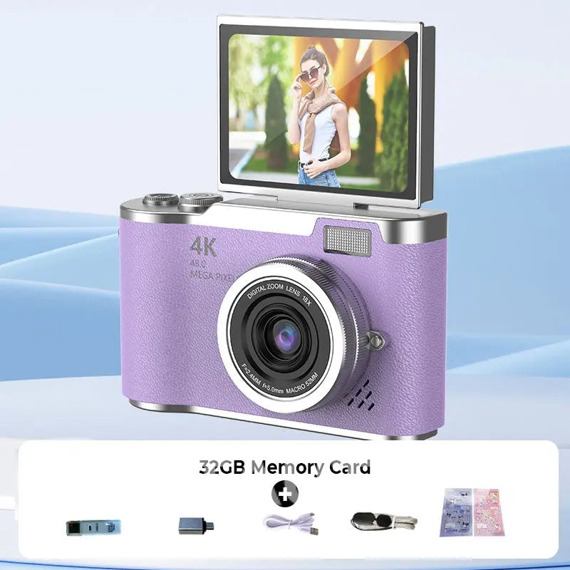 📸 Il tuo momento, trattenuto perfettamente – con 4K e Rothdisplay 🌄 Fotocamera digitale a schermo pieghevole 4K HD ✈️ 32GB-64GB