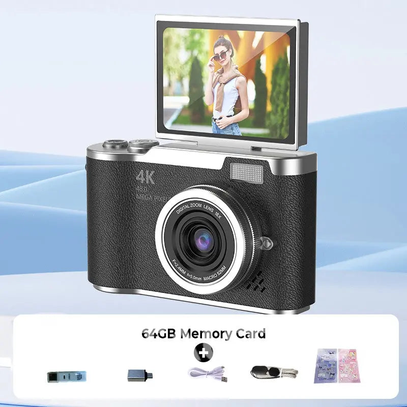📸 Il tuo momento, trattenuto perfettamente – con 4K e Rothdisplay 🌄 Fotocamera digitale a schermo pieghevole 4K HD ✈️ 32GB-64GB