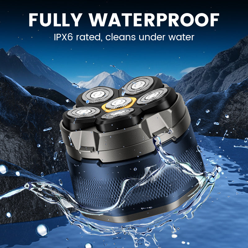 Kit rasoio per la testa impermeabile 6D per uomini calvi