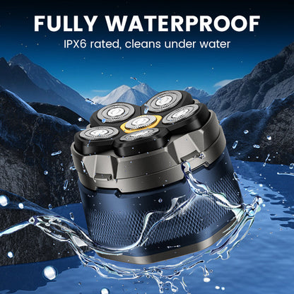 Kit rasoio per la testa impermeabile 6D per uomini calvi