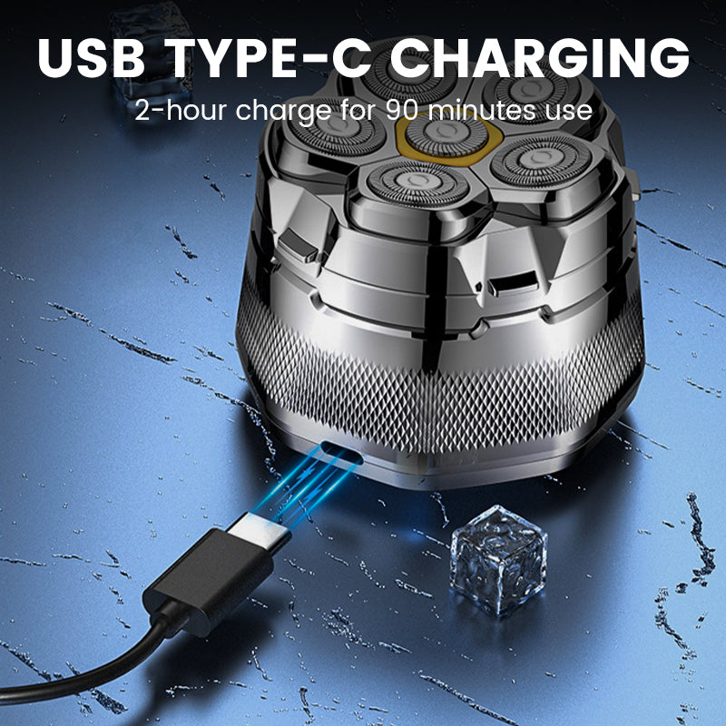 Kit rasoio per la testa impermeabile 6D per uomini calvi