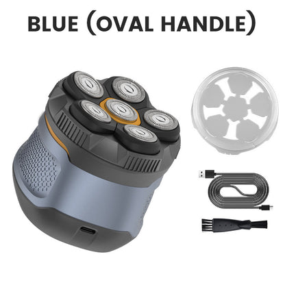 Kit rasoio per la testa impermeabile 6D per uomini calvi