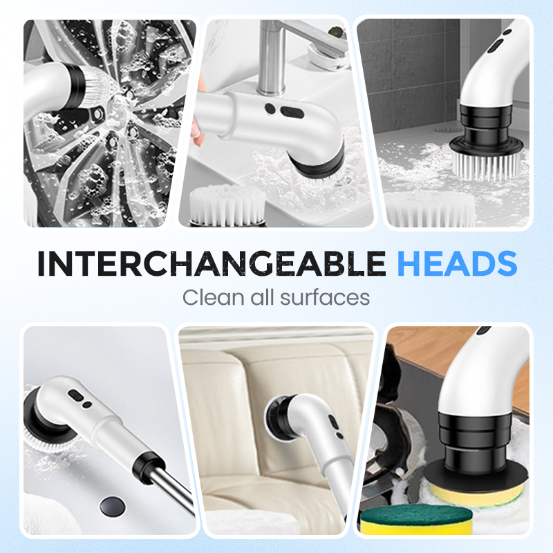 🧹🫧12-Piece Set di spazzole elettriche multifunzionali per la pulizia estensibile