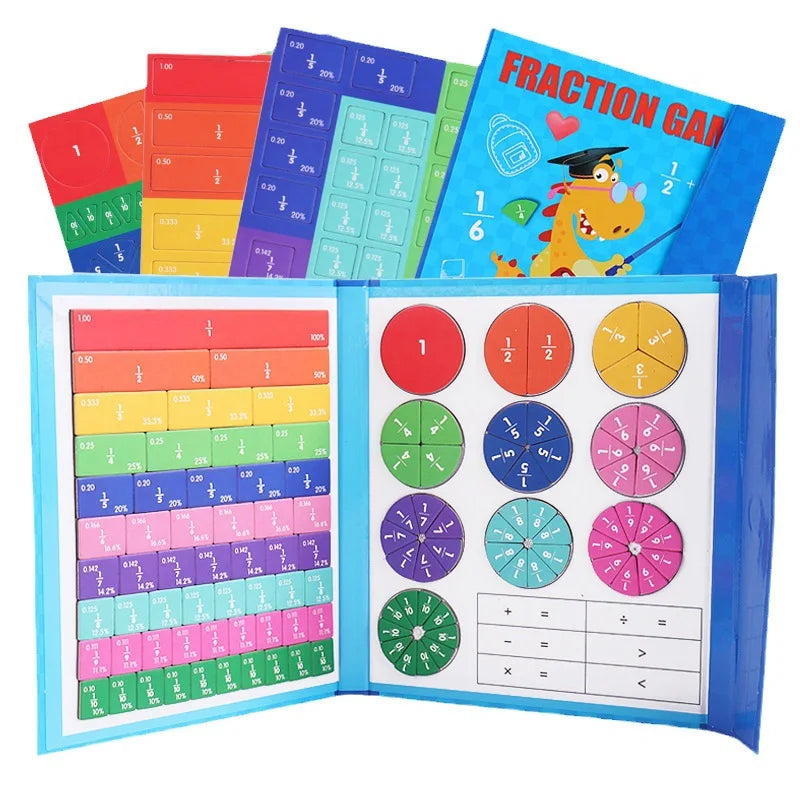 🔥🏅 Ultimo giorno -50%! Libro Magnetico Montessori Puzzle delle Frazioni – 106 pezzi educativi + penna, per imparare giocando a casa!
