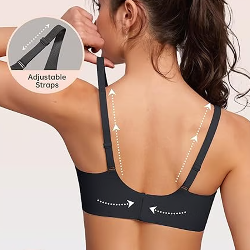 💕 Jelly Wireless Womens Comfortable Wireless Bras Push Up Bralettes Seamless Tshirts Bras Deep V Everyday Bras