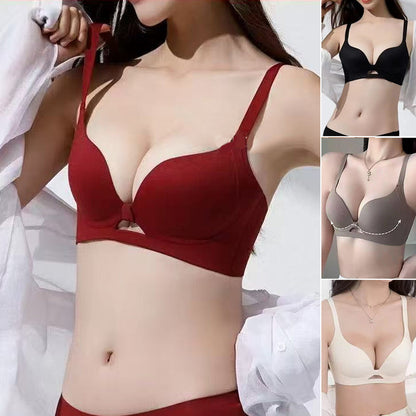 Women's Solid Color Seamless & Wire-Free Push-up Bra with Shaping Support