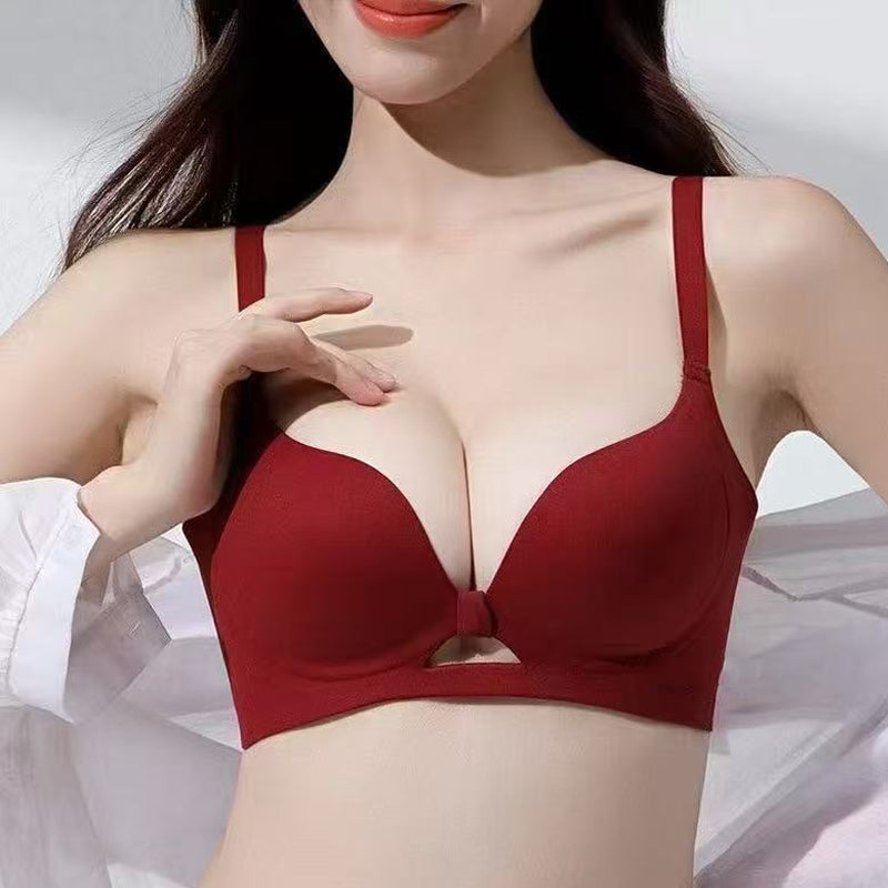 Women's Solid Color Seamless & Wire-Free Push-up Bra with Shaping Support