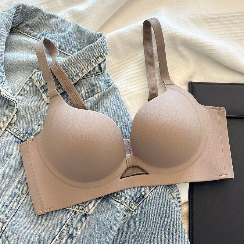 Women's Solid Color Seamless & Wire-Free Push-up Bra with Shaping Support