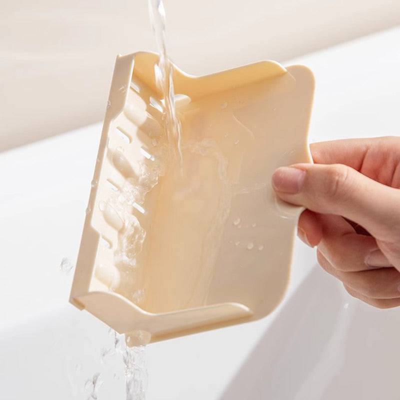 🧼✨ Portasapone da parete con ventosa e coperchio ribaltabile – Dì Addio al sapone bagnato e alla sporcizia! 🚫 Montaggio senza fori, vassoio raccogliacqua, facile da pulire, per bagno 🛁 ✨