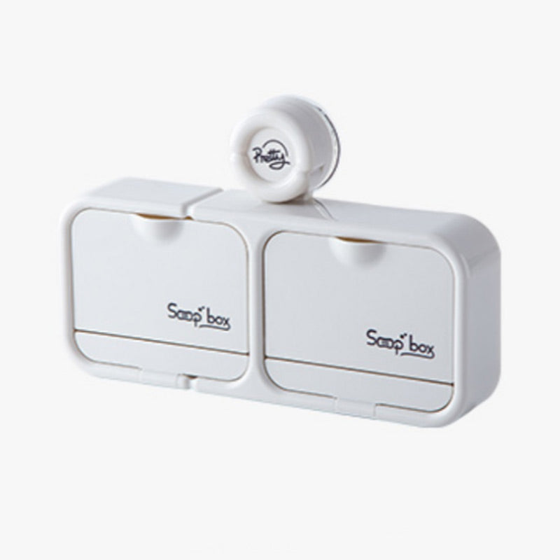 🧼✨ Portasapone da parete con ventosa e coperchio ribaltabile – Dì Addio al sapone bagnato e alla sporcizia! 🚫 Montaggio senza fori, vassoio raccogliacqua, facile da pulire, per bagno 🛁 ✨
