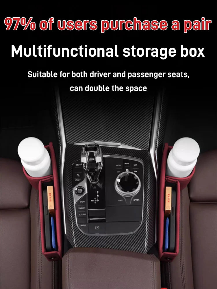 Organizer per Spazio Sedile Auto in Pelle - Contenitore Portaoggetti Universale