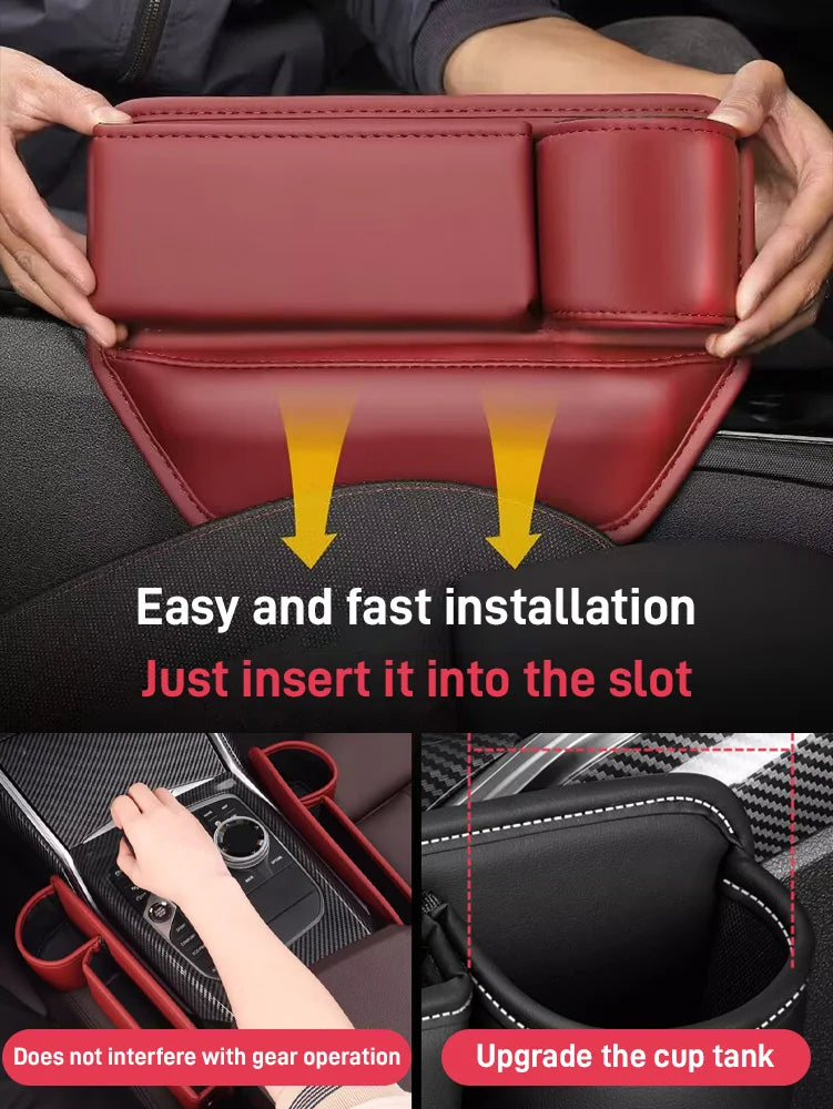 Organizer per Spazio Sedile Auto in Pelle - Contenitore Portaoggetti Universale
