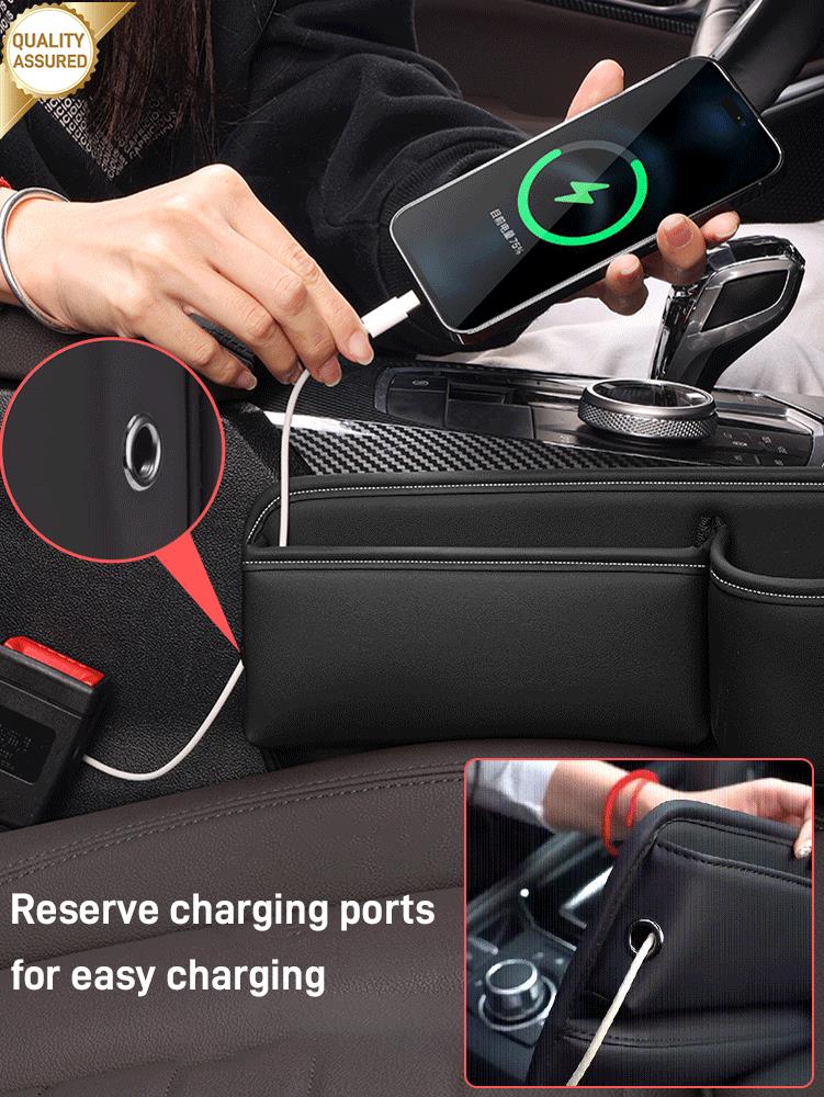 Organizer per Spazio Sedile Auto in Pelle - Contenitore Portaoggetti Universale