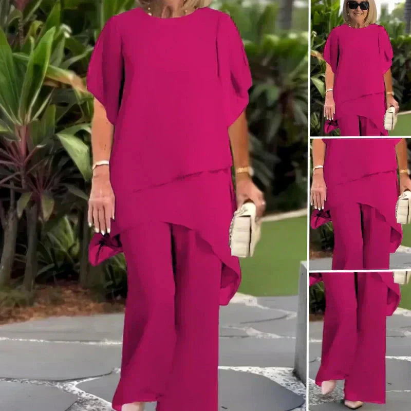 ✨SCONTO DEL 50% – Grazioso set di top irregolari 👗 Elegante set di pantaloni a gamba larga – Comodo e perfetto per la primavera
