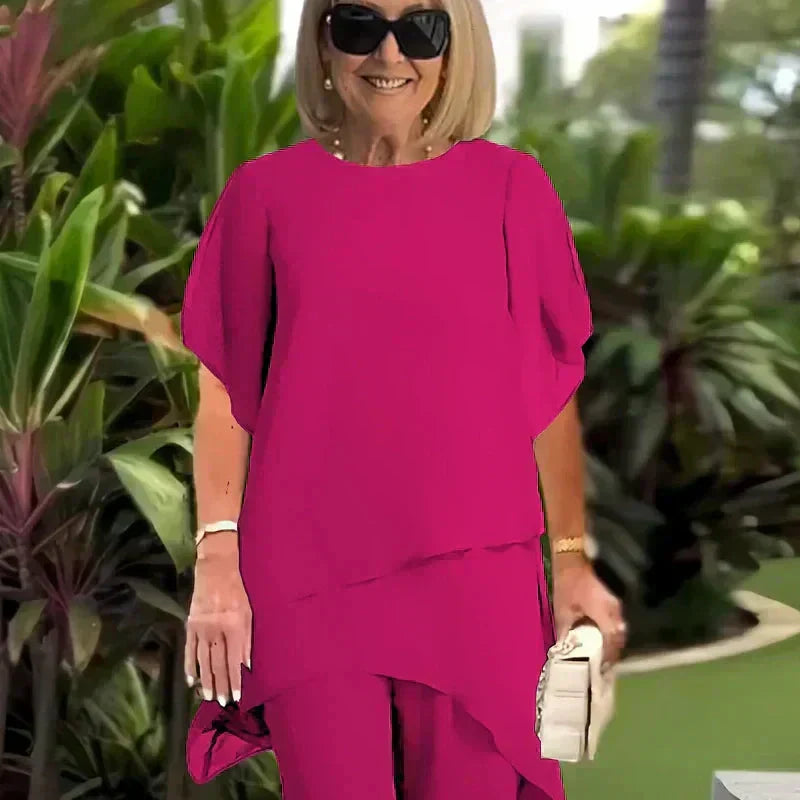 ✨SCONTO DEL 50% – Grazioso set di top irregolari 👗 Elegante set di pantaloni a gamba larga – Comodo e perfetto per la primavera