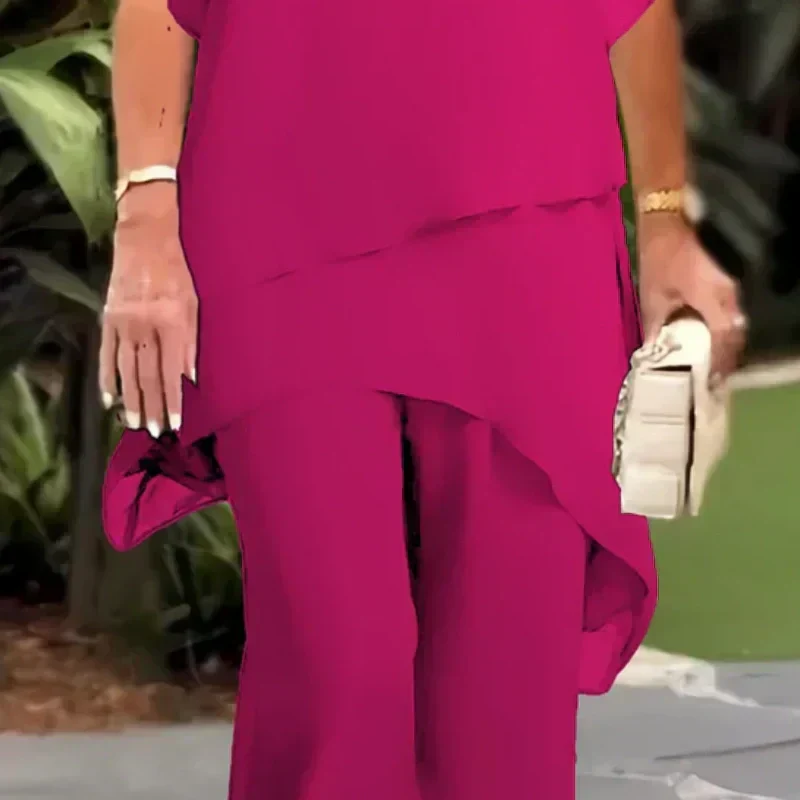 ✨SCONTO DEL 50% – Grazioso set di top irregolari 👗 Elegante set di pantaloni a gamba larga – Comodo e perfetto per la primavera
