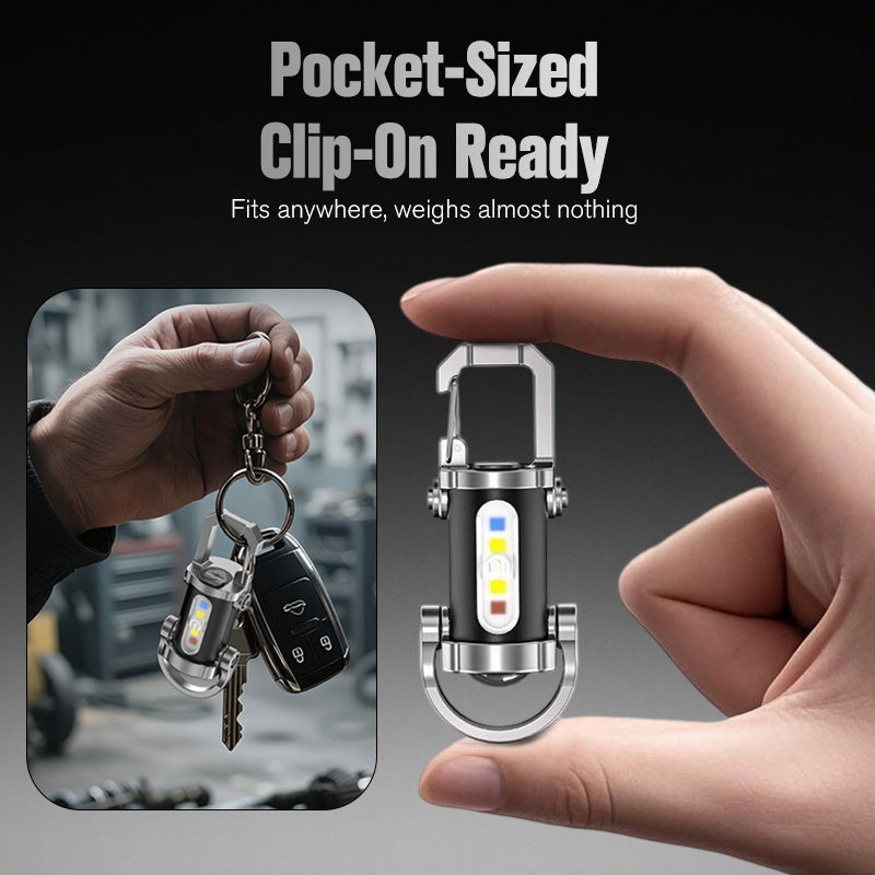 🥳2026 BESTSELLER✨OLTRE 50.000 VENDUTI! 🔦 Torcia portachiavi LED+COB con 7 modalità luminose. Ultra leggera, solo 29g, da agganciare a chiavi o giacca. Pratica per passeggiate, emergenze, riparazioni. Compatta e resistente, non rimarrai mai al buio.