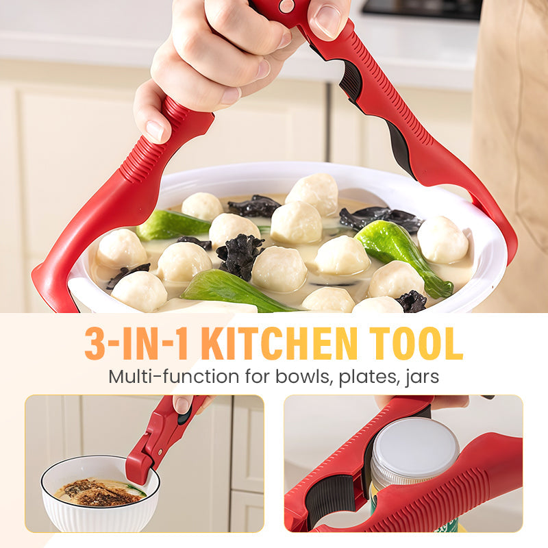 🍳✨ Pinza silicone 3 in 1 per cucina – Dì Addio alle scottature e ai troppi utensili! 🚫 Antiscivolo, resistente al calore fino a 230°C, solleva stoviglie + apribottiglie, salvaspazio ✨