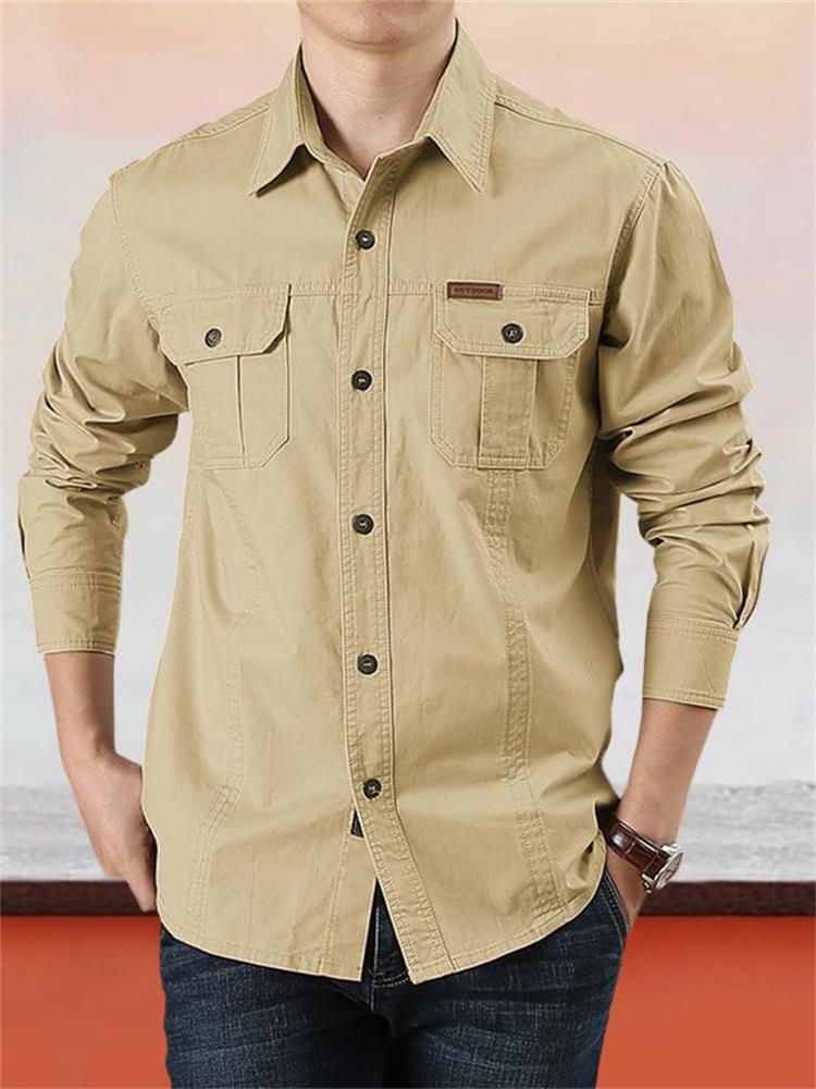 Camicia casual da uomo in cotone tinta unita【ACQUISTA 2 E OTTIENI LA SPEDIZIONE GRATUITA】