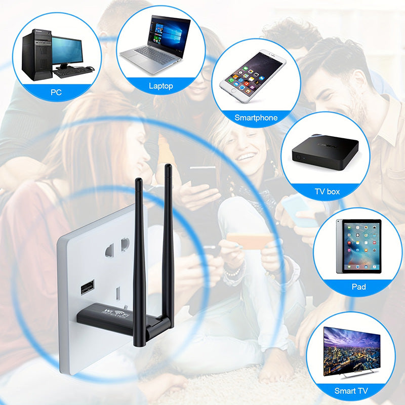 📶🚀 Amplificatore WiFi USB con doppia antenna, amplia la copertura WiFi a casa e in ufficio 🏠✨